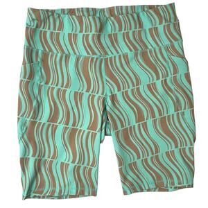 Ideology (1X) Compression Ocean Sigh Geo-print Pockets 10" Bike Shorts Plus Size